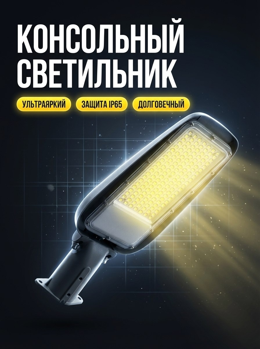 Прожектор консольный, на кронштейне Danilight 100 Вт, холодный белый