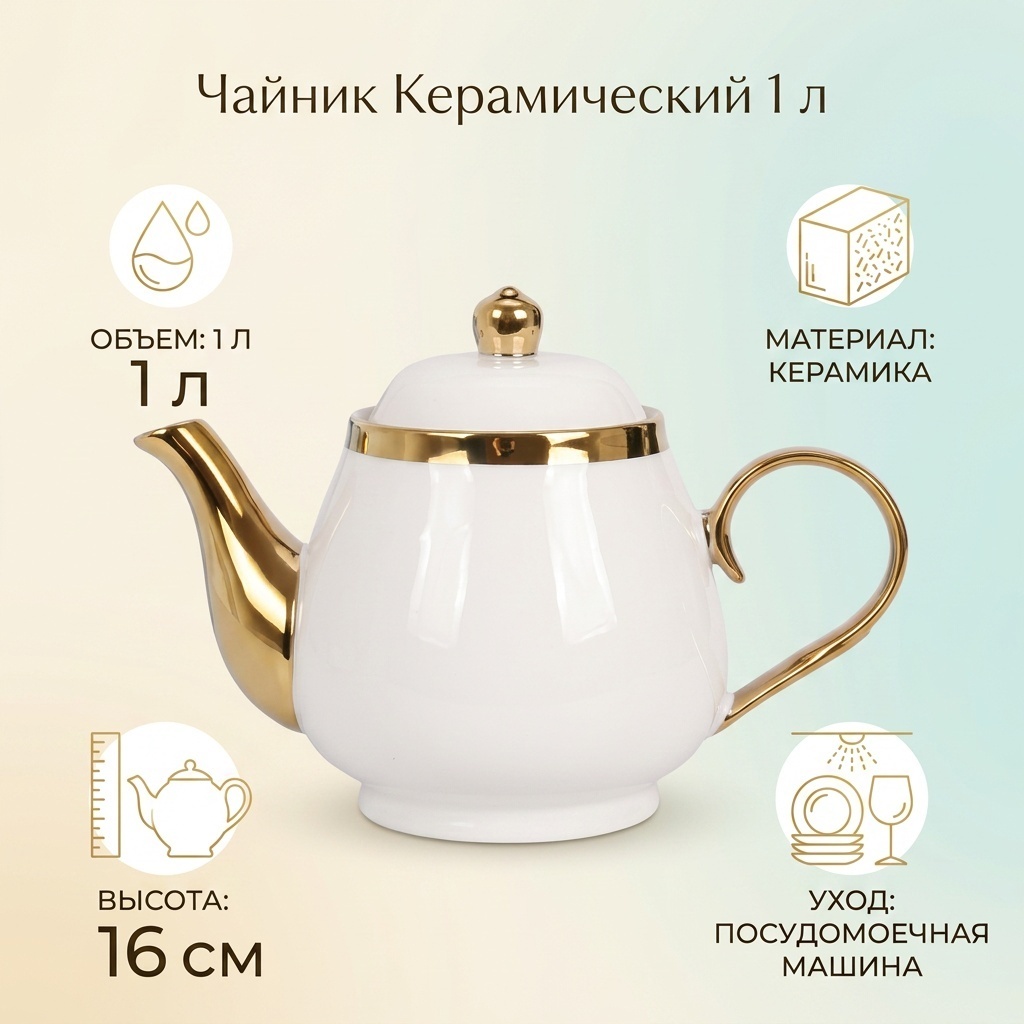 Чайник 30043281_781517 1 л, керамика