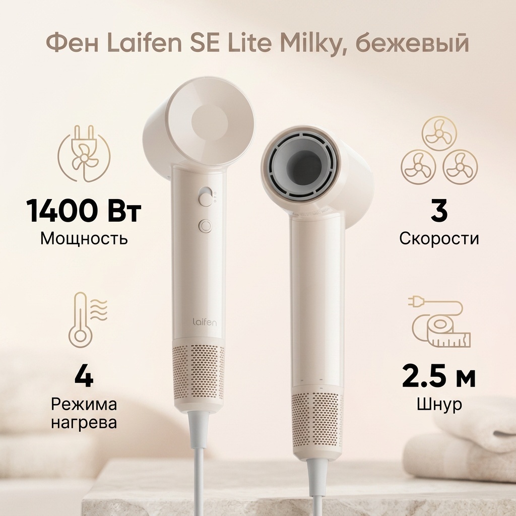 Laifen SE Lite Milky фен бежевый