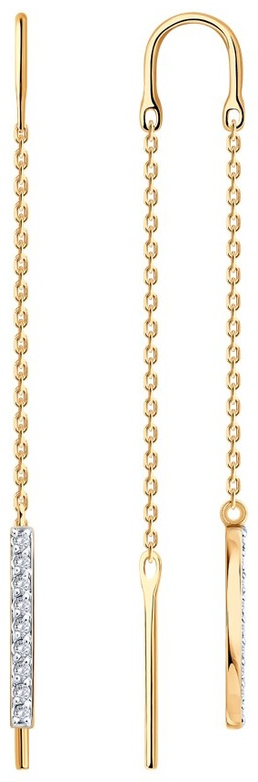 Серьги-цепочки SOKOLOV EAR-SO-585-085385 вес 0.857 г золото, фианит