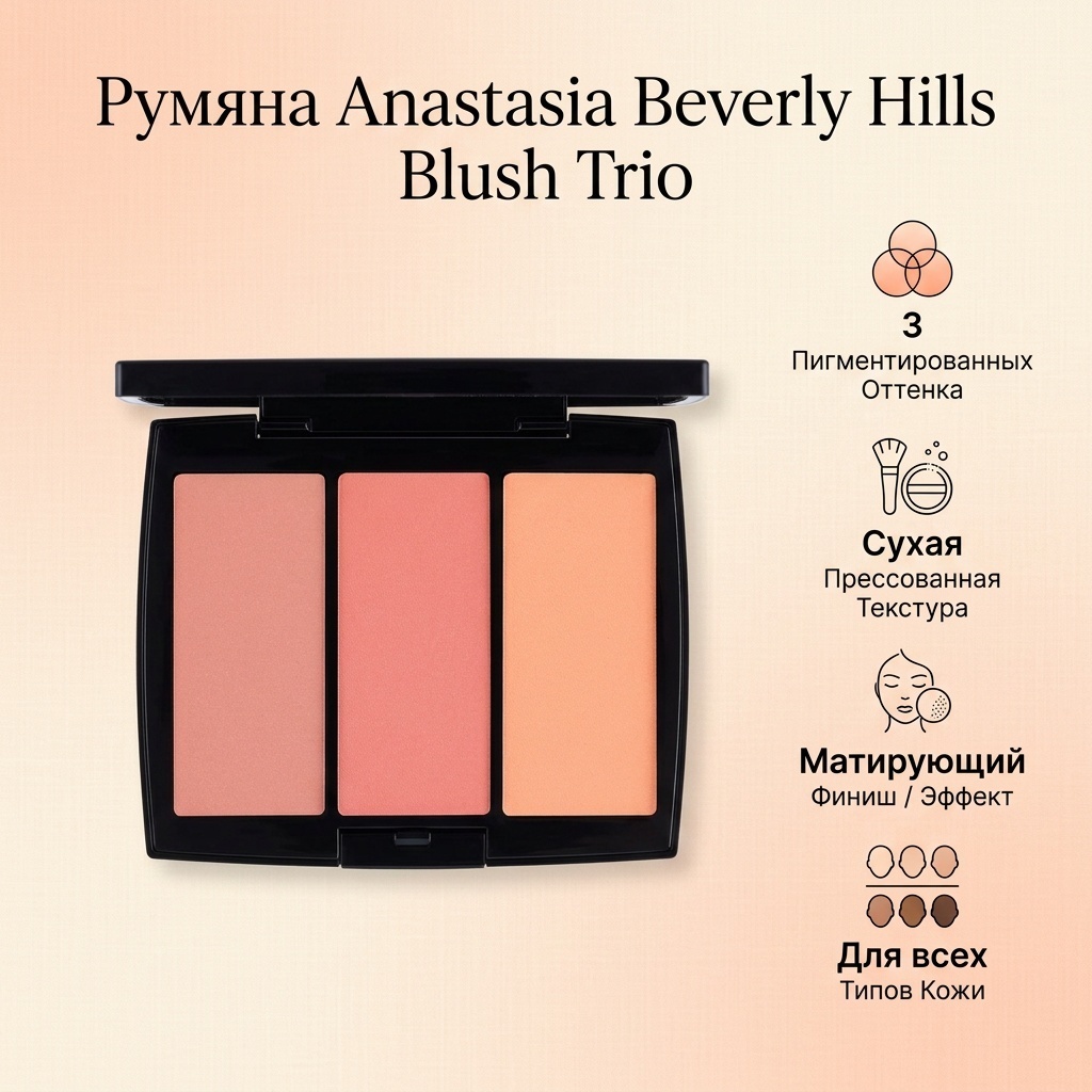 Anastasia Beverly Hills Blush Trio румяна Nectarine, ginger, miami
