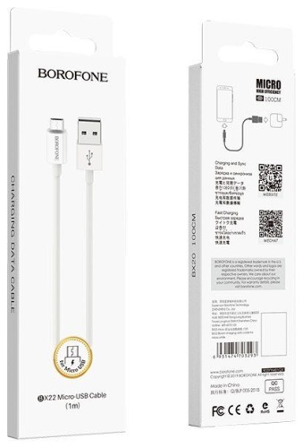 Кабель Borofone micro (M), USB Type-A (M), 1 м, BX22 белый