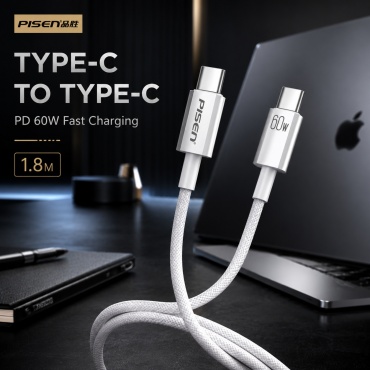Кабель Pisen USB TypeC (M), 1.8 м, 60W 1.8m белый