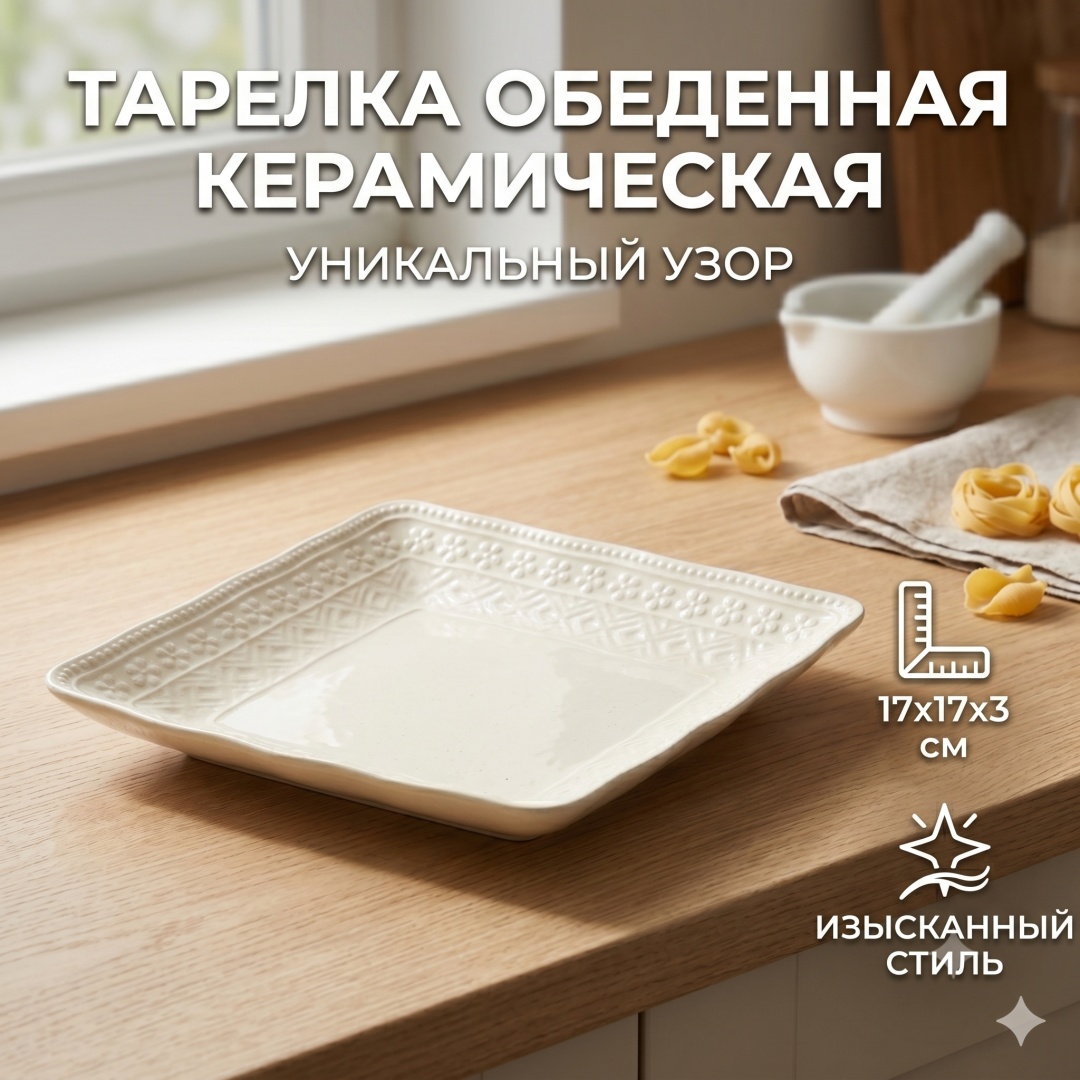 Тарелка 17 см, 1 шт, керамика