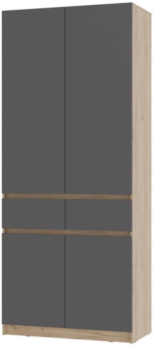 Распашной шкаф ИМПЕРИЯ МЕБЕЛИ Распашной шкаф Хелен ШК 01, 100x230х52 см, серый, темно-серый