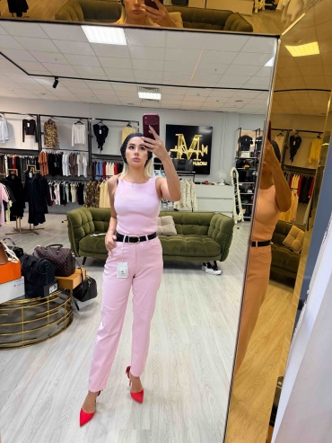 Джинсы джинсы-мом EuroFashion Jeans розовый