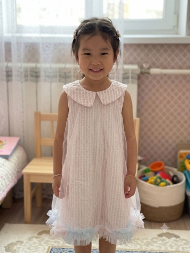 Повседневное платье 24kids однотонный бежевый, розовый, светло-розовый