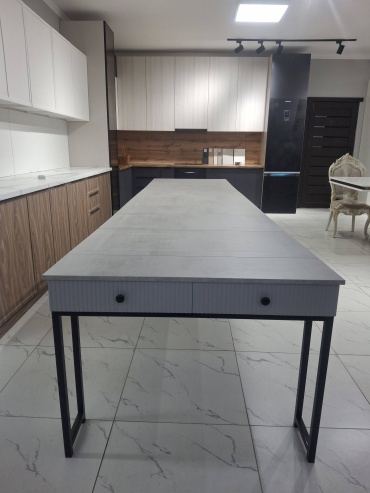 Стол консоль-трансформер ALI HOME Глория, 500х100x76 см, ЛДСП, белый, серый, коричневый