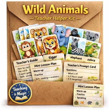 Обучающие карточки Animals. English visual aids, А5, глянцевая бумага