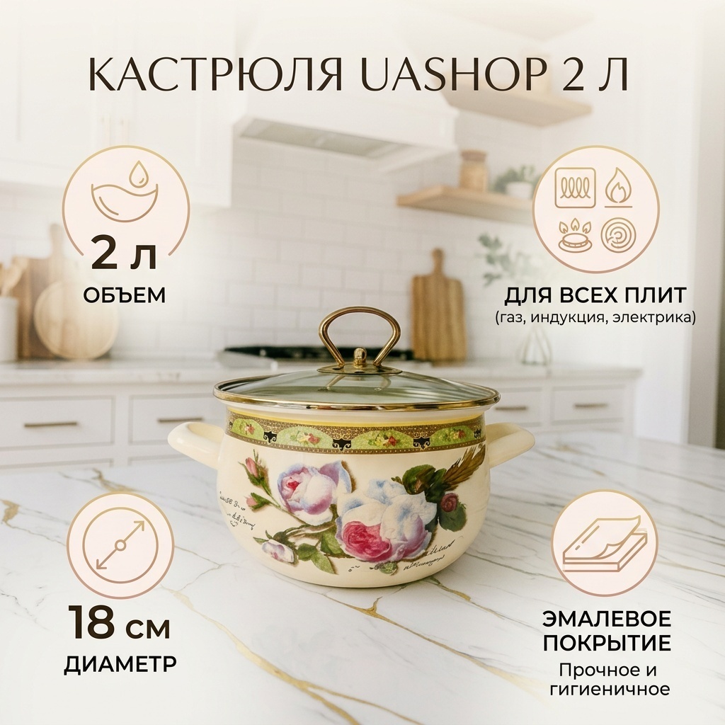 Кастрюля 2 л, Uashop нержавеющая сталь