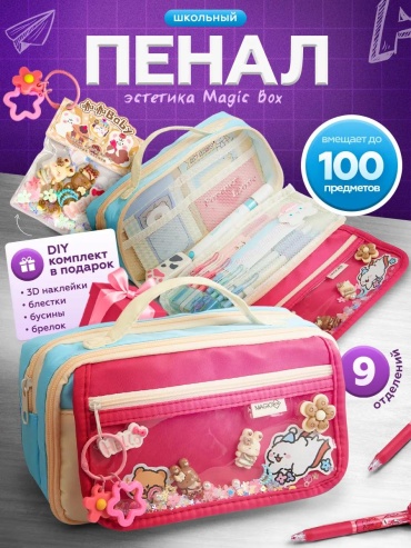 Пенал Magicbox 349328361, застежка молния, розовый