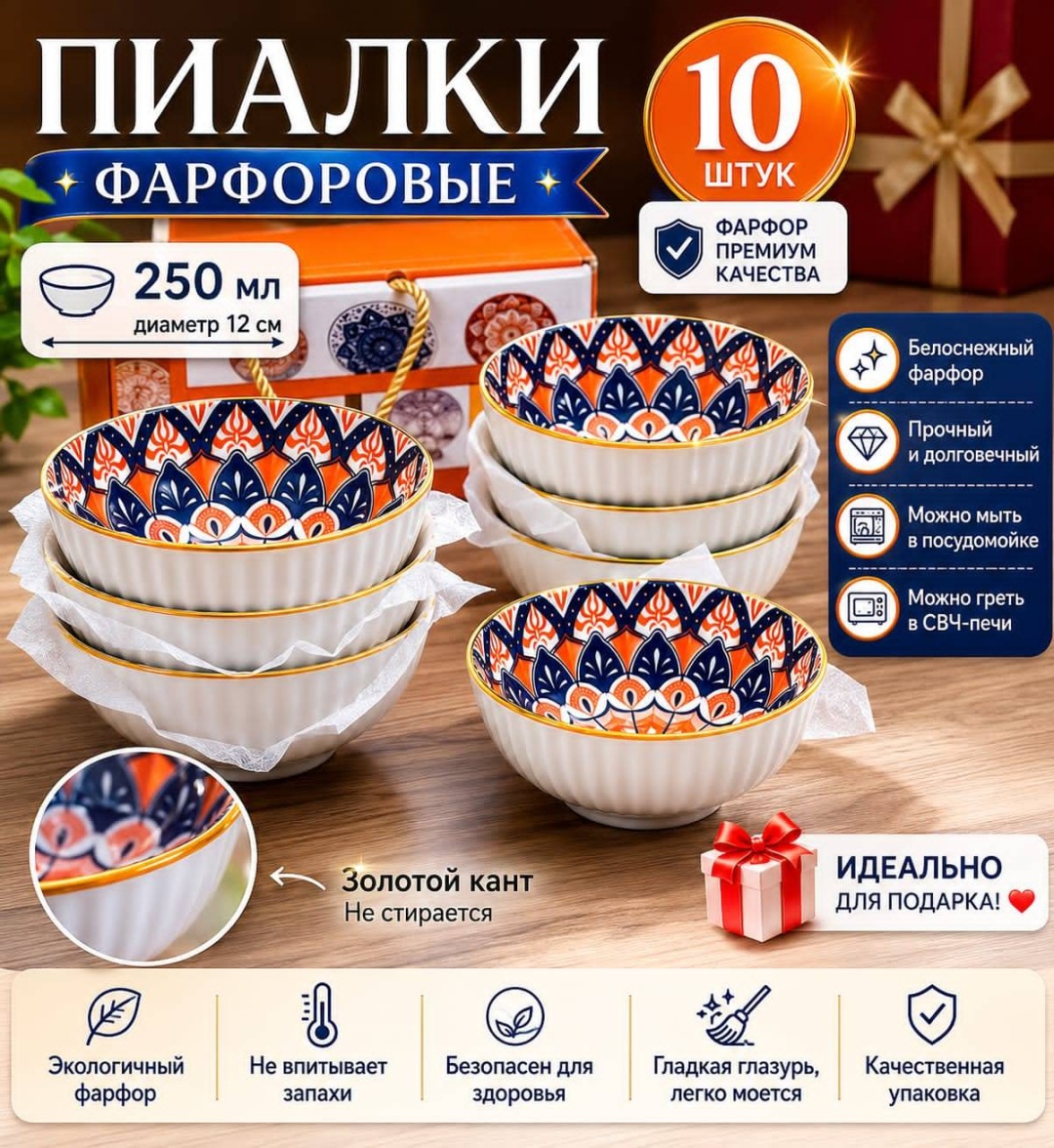 Пиала Katherina 10 шт, 250 мл, фарфор