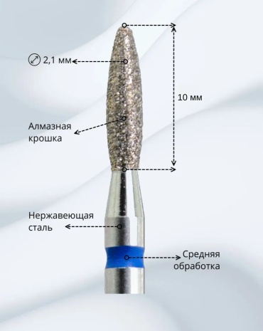 Насадка ВЛАДМИВА Пламя тупое 21 фреза пламя насечка синяя 1 шт