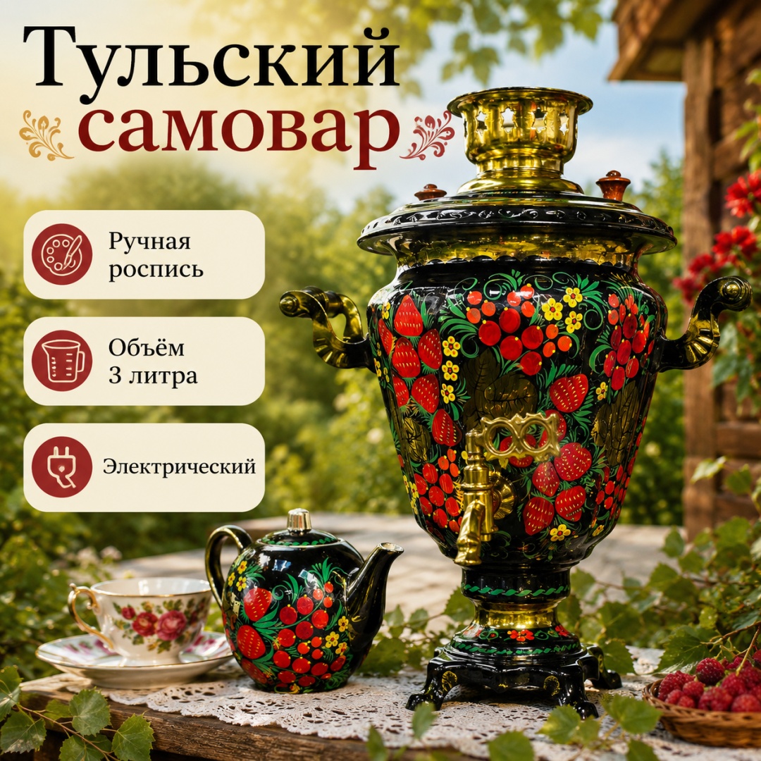 Викинг самовар VKN-1384 3 л, фарфор