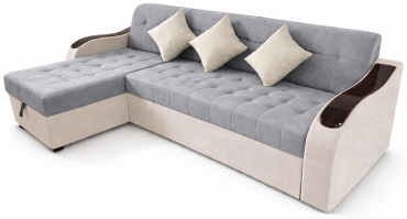 Угловой диван Arsel.kz UF SOFA, 300х90 см, обивка велюр, белый