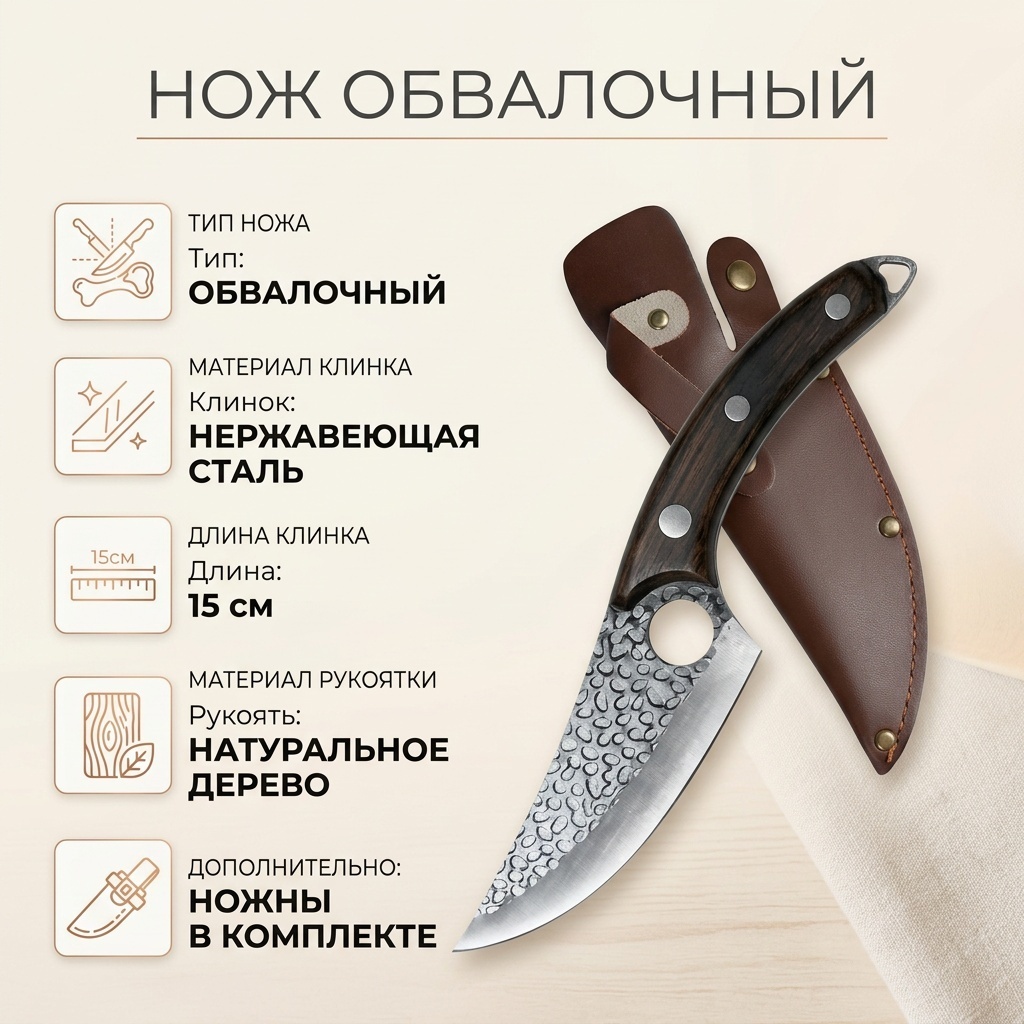 Нож обвалочный , лезвие: нержавеющая сталь 1 шт