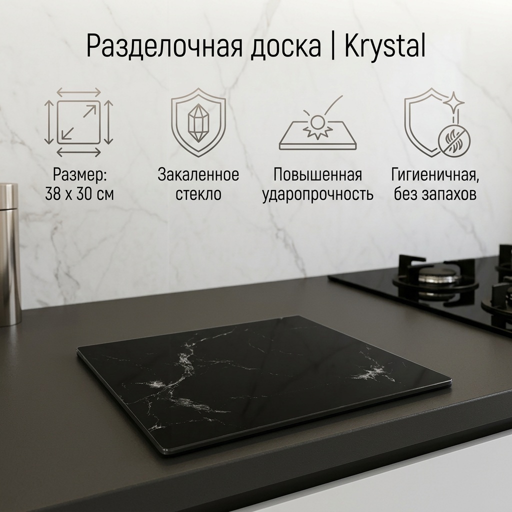 Разделочная доска 442950112 1 шт, закаленное стекло