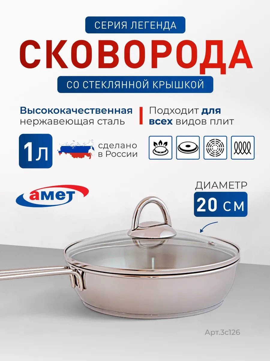 Сковорода Амет 20 см с антипригарным покрытием, алюминий