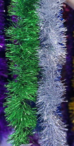 Мишура длина 1.7м серебро, зелёная.