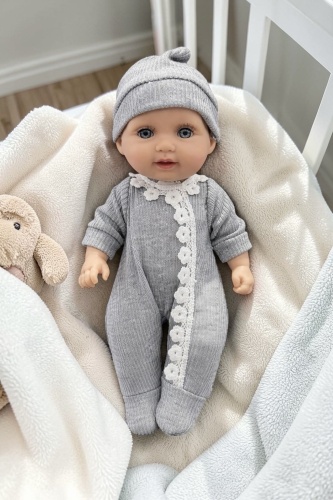Пупс Maymay Baby Пупс в сером костюмчике 25 см