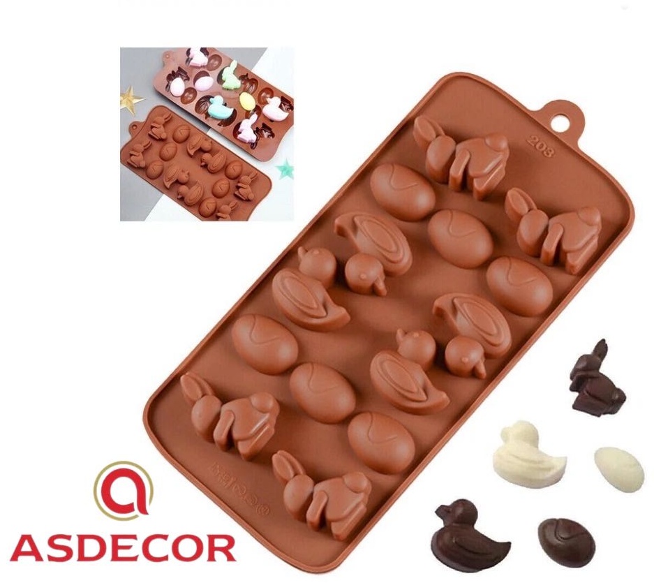 Asdecor для конфет, для шоколада 46СФ039 Зайцы, утки, яйца, силикон