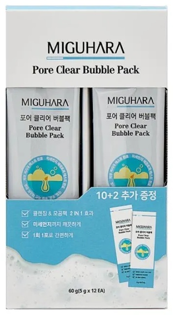 Маска для лица Miguhara глиняная Pore Clear Bubble Pack Origin 12 шт