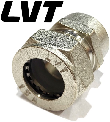 LVT муфта 15 мм 1/2, латунь никелированная, 1 шт