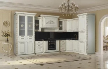 Кухонный гарнитур , 415x245х60 см, ЛДСП, белый, серебряный