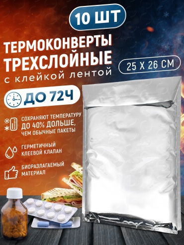 Пакет OZBERRY Термопакет холодильник полиэтилен, полиэфир 28 см 10 шт