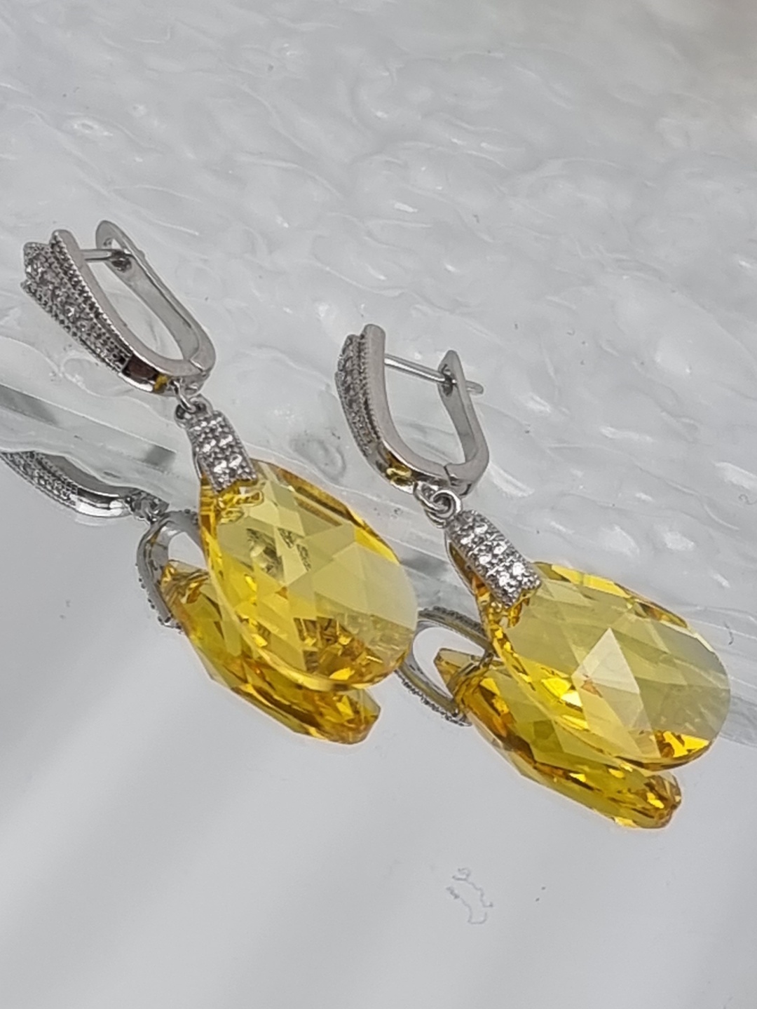 Серьги бижутерный сплав, кристаллы Swarovski