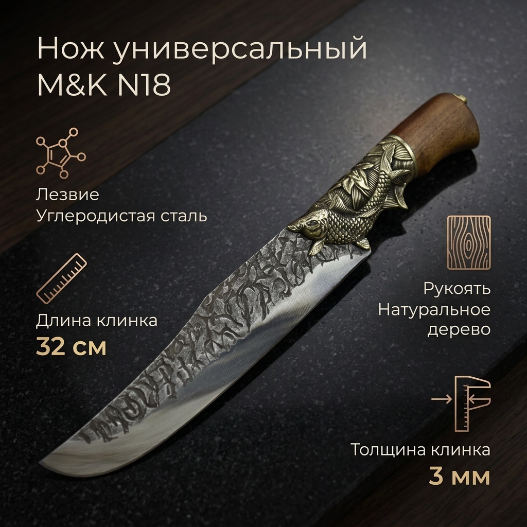 Нож универсальный M&K, лезвие: углеродистая сталь 1 шт