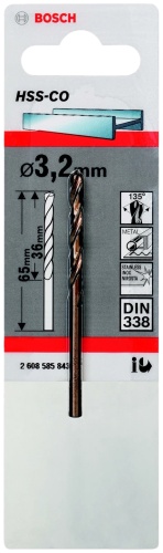 Bosch спиральное 2608585843 3.2 мм, 1 шт.