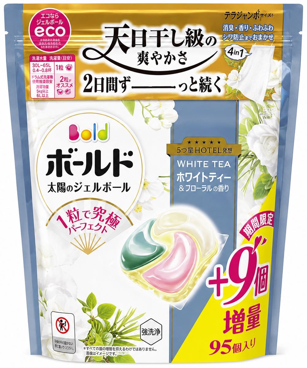 Капсулы для стирки Bold Gel Ball 4D White Tea & Floral цветочный , 95 шт