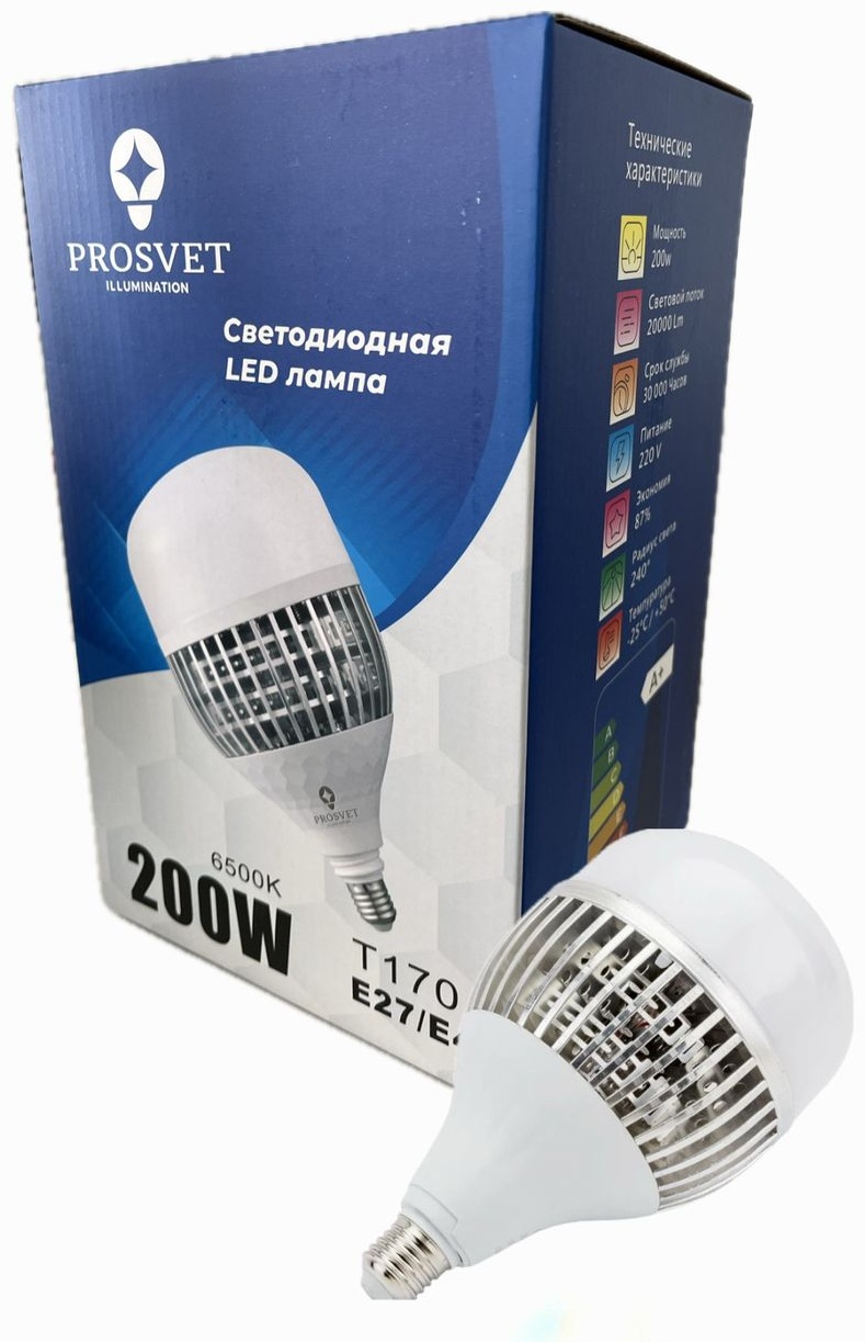 Prosvet 200W E27, светодиодная, холодный белый
