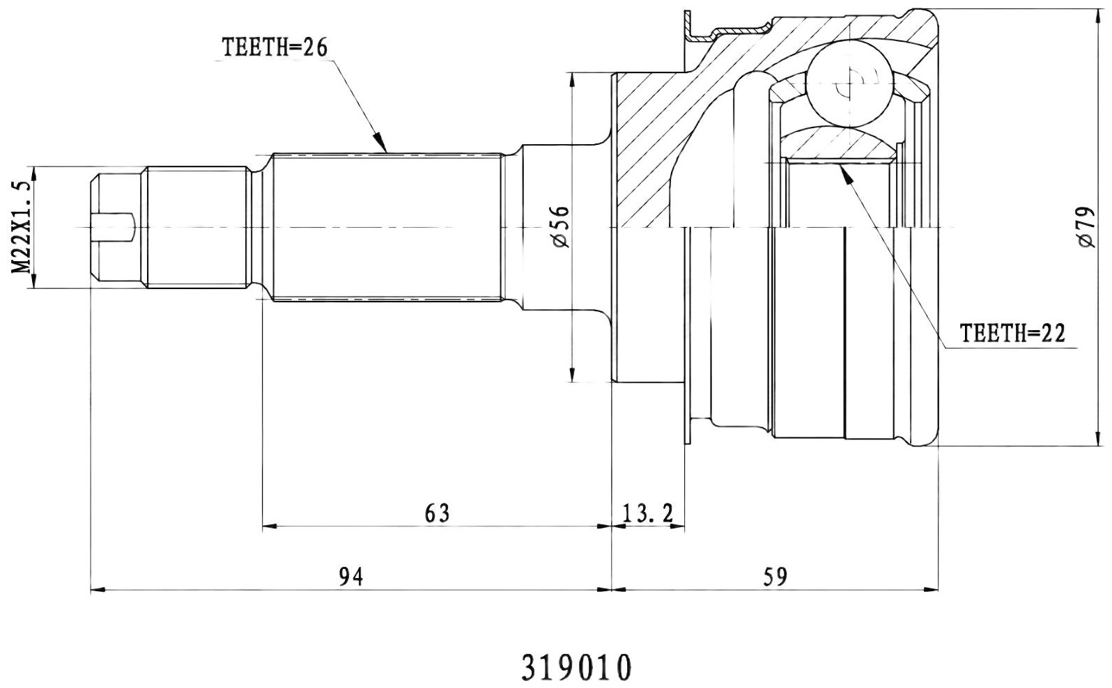 INKO шрус наружный 319010