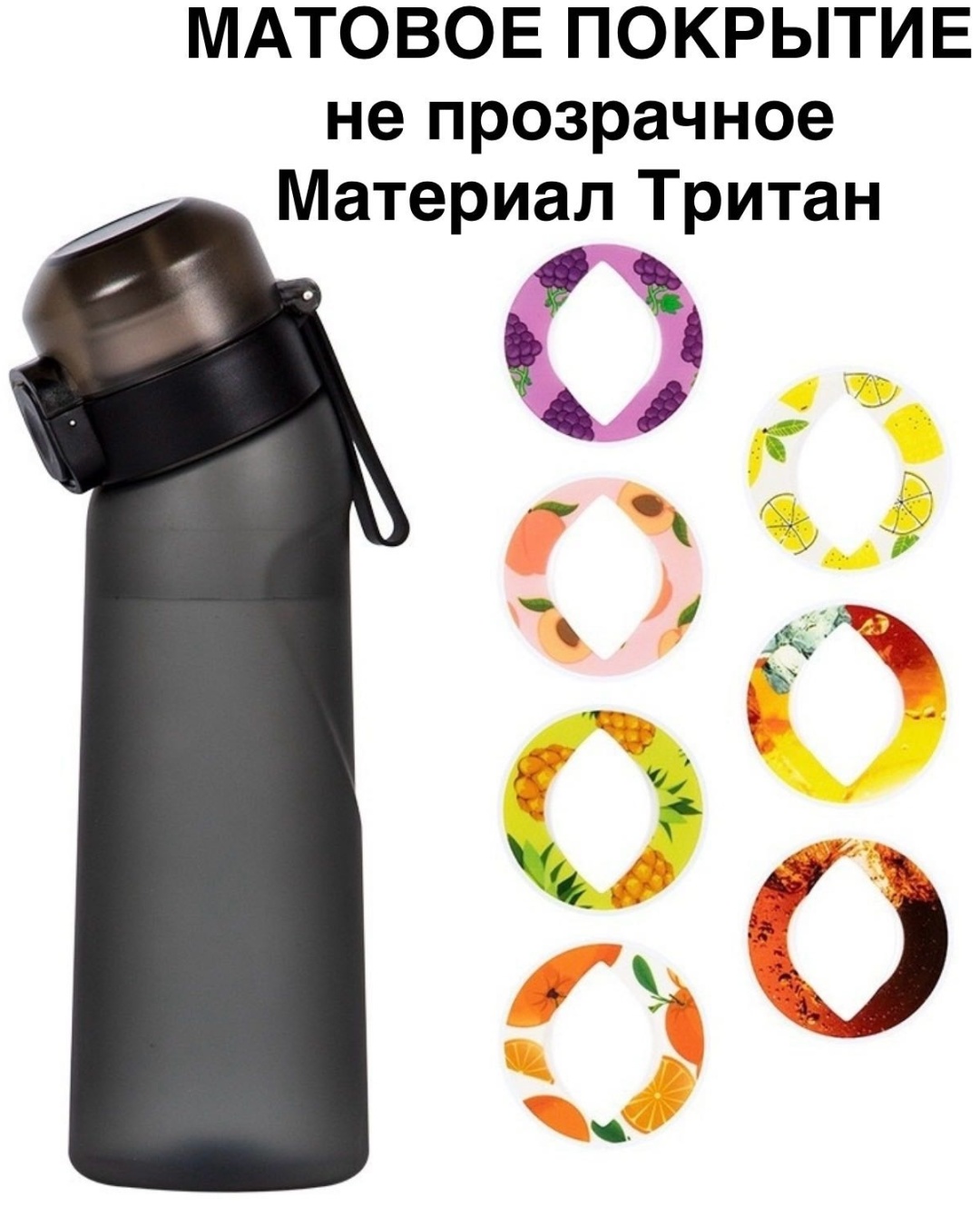 Бутылка 0.65 л черный, винтовая, тритан