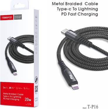 Кабель TRANYOO Lightning, USB TypeC (M), 2 м, T-P16 черный