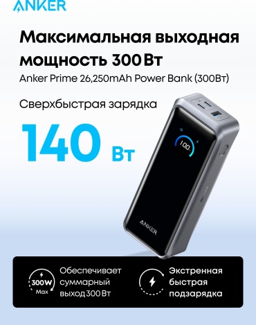 Внешний аккумулятор Anker Prime 26250mAh (A110AH11) 26250 мАч 300 Вт серебристый