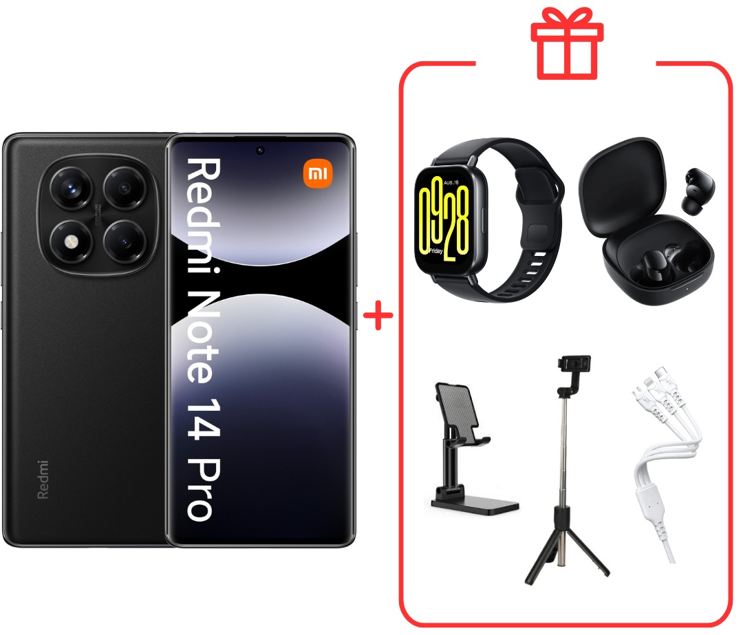 Смартфон Xiaomi Redmi Note 14 Pro 12 ГБ/512 ГБ черный + подарок