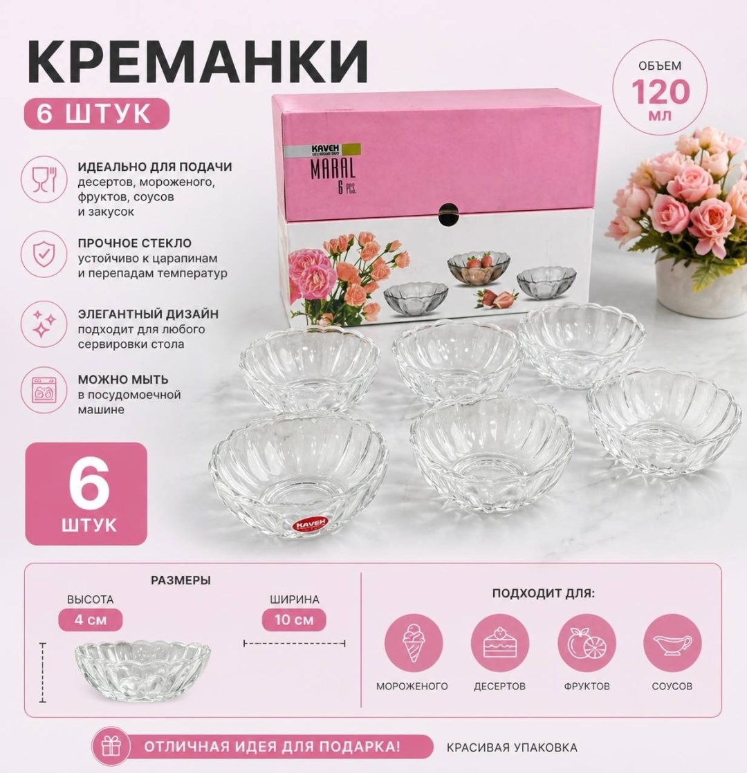 SAGADAT розетка S-747 круглая 6 шт, стекло
