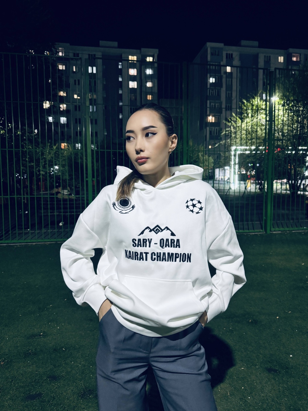 Худи SAQ Casual SARY QARA KAİRAT CHAMPİON белый