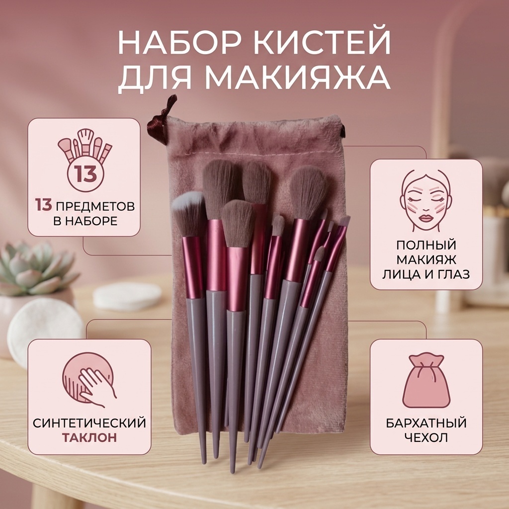 Набор кистей для макияжа 13 шт