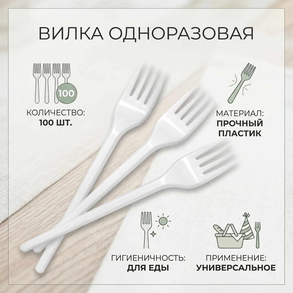 Вилка 173308 белый 100 шт