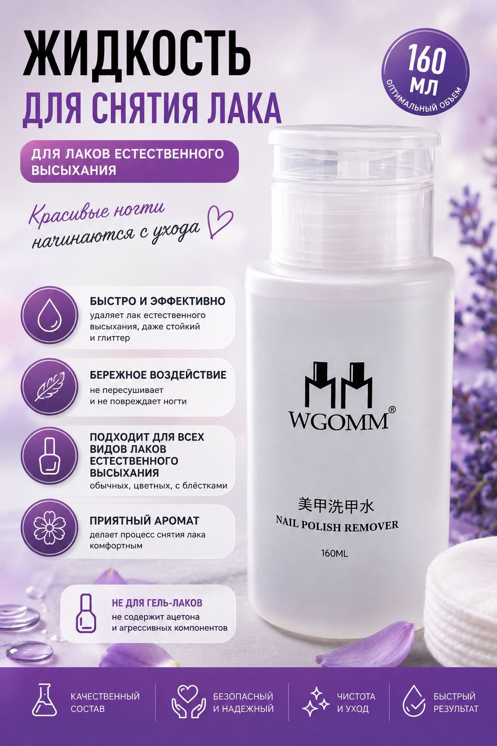 WGOMM Remover средство для снятия лака 160 мл