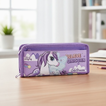 Пенал Believe Unicorn Cute Princess, застежка молния, фиолетовый