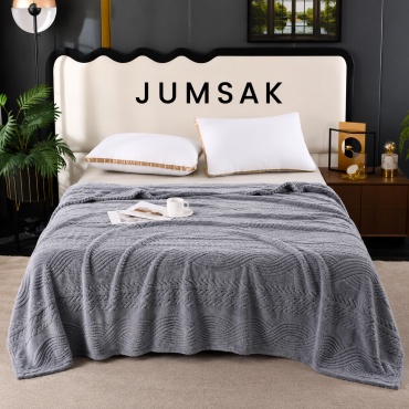 Плед JUMSAK 200х230 см, фланель, синий, серый