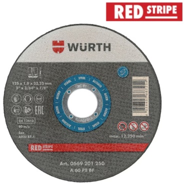 Диск отрезной по металлу 180x22.23х3 мм, WURTH RED Stripe / 0669201803
