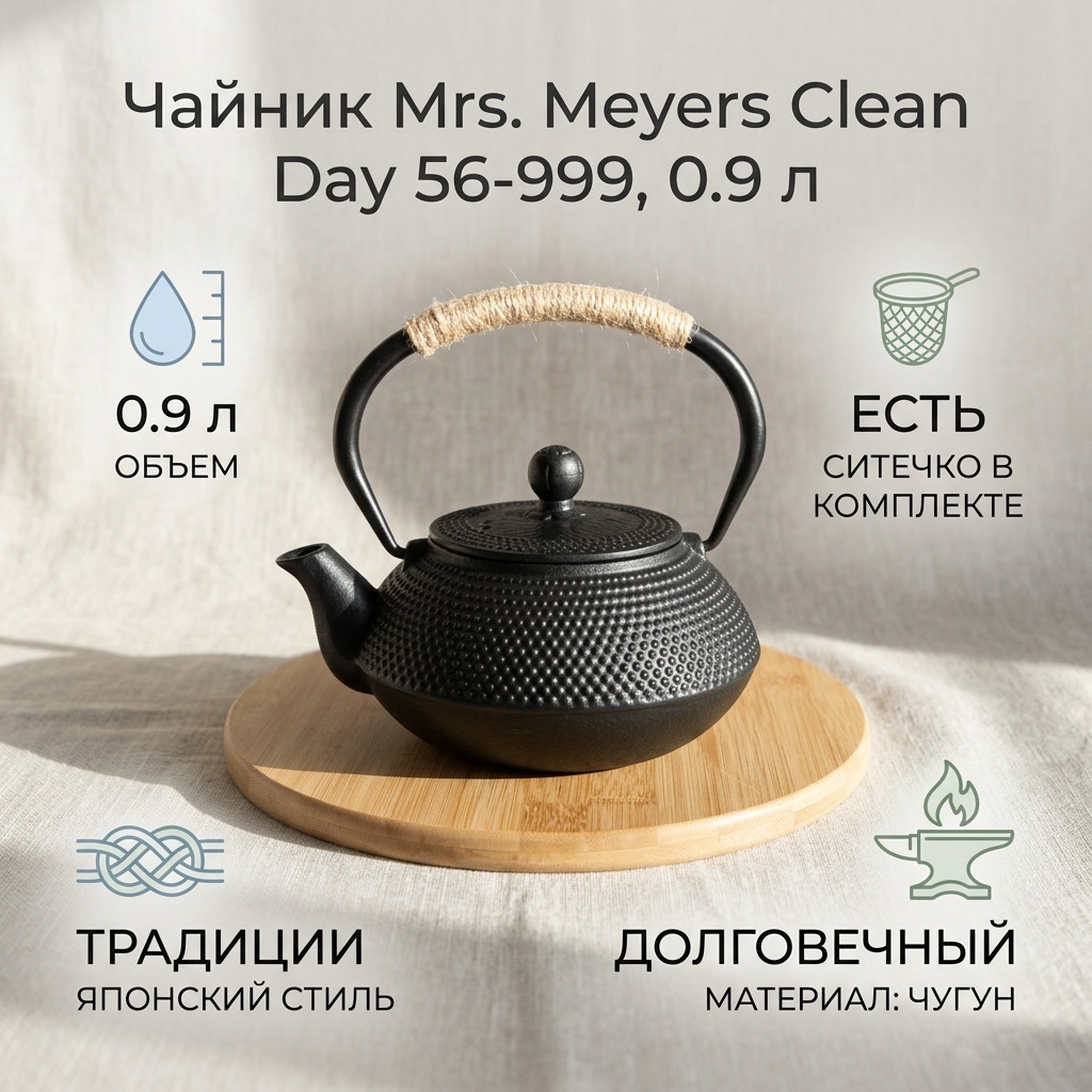 Чайник Mrs. Meyers Clean Day 56-999 0.9 л, чугун