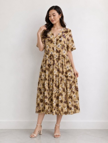 Повседневное платье NA & Ami Brand коричневый, мультиколор