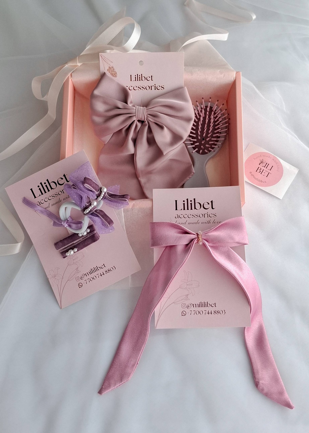 Lilibet accessories комплект бант 8 шт, розовый, фиолетовый